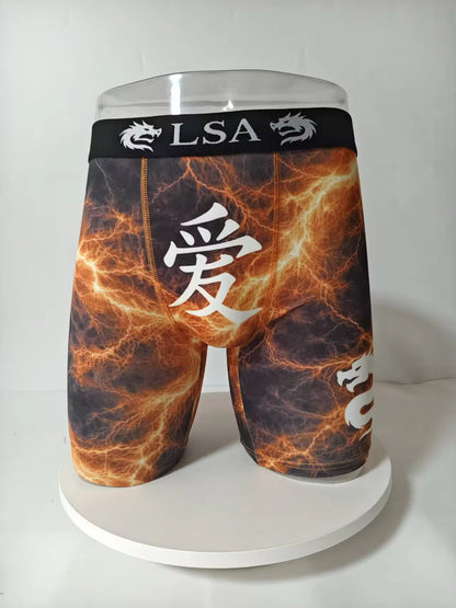 LSA Boxer Shorts with Love & Peace Design in Orange