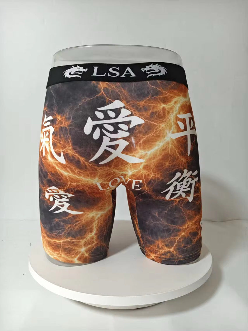 LSA Boxer Shorts with Love & Peace Design in Orange