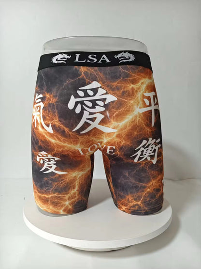LSA Boxer Shorts with Love & Peace Design in Orange