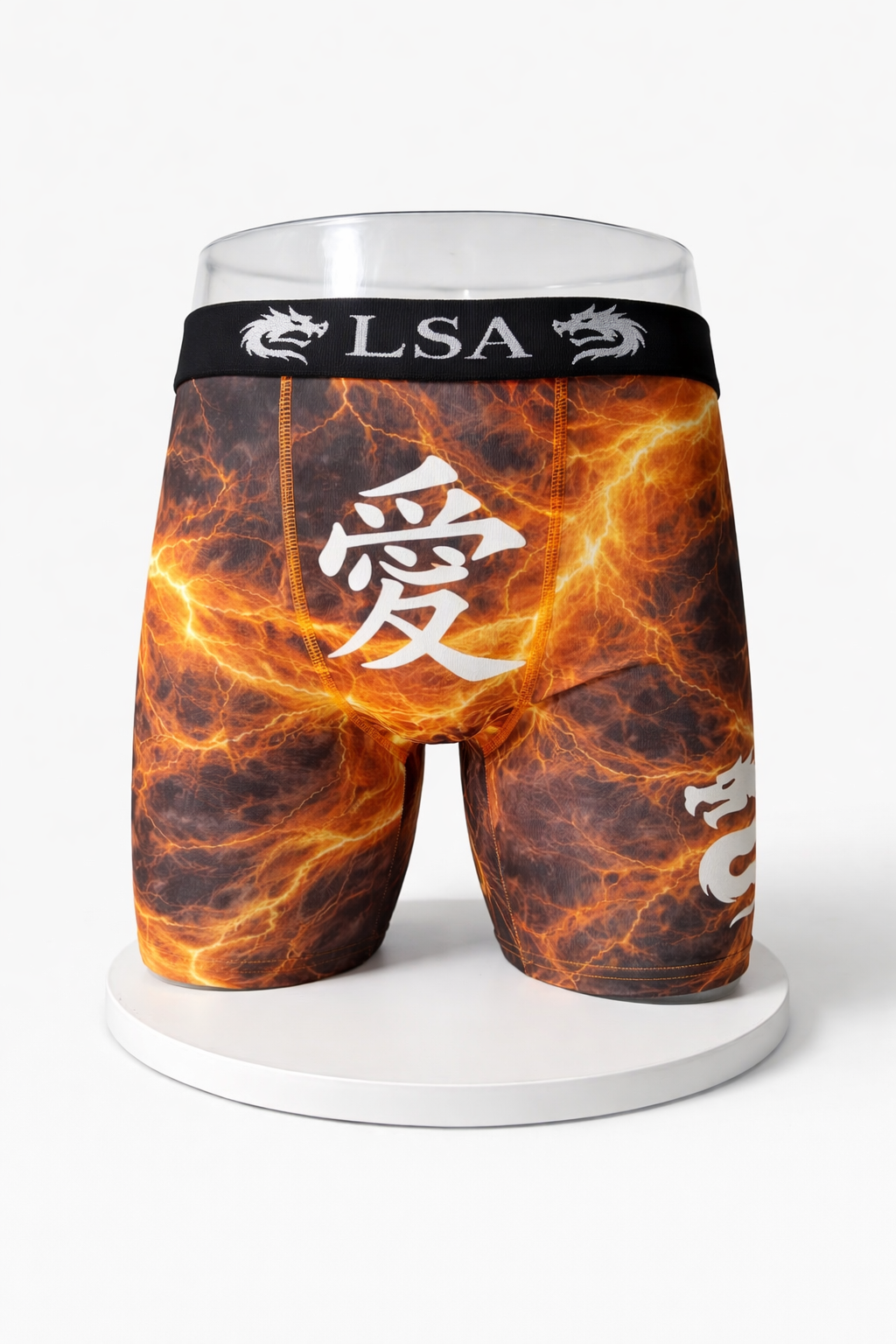 LSA Boxer Shorts with Love & Peace Design in Orange