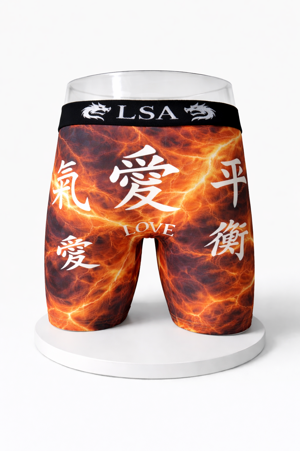 LSA Boxer Shorts with Love & Peace Design in Orange